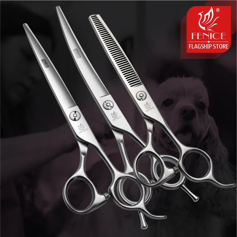 Professional Pet Grooming Scissors Curved - Fenice 6.5/7.0/7.5/8.0 Cho Thú Cưng Kéo
