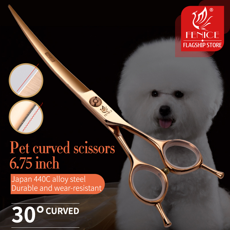 Professional Pet Grooming Scissors Curved - Fenice 6.75Inch Chuyên Nghiệp Cho Chó