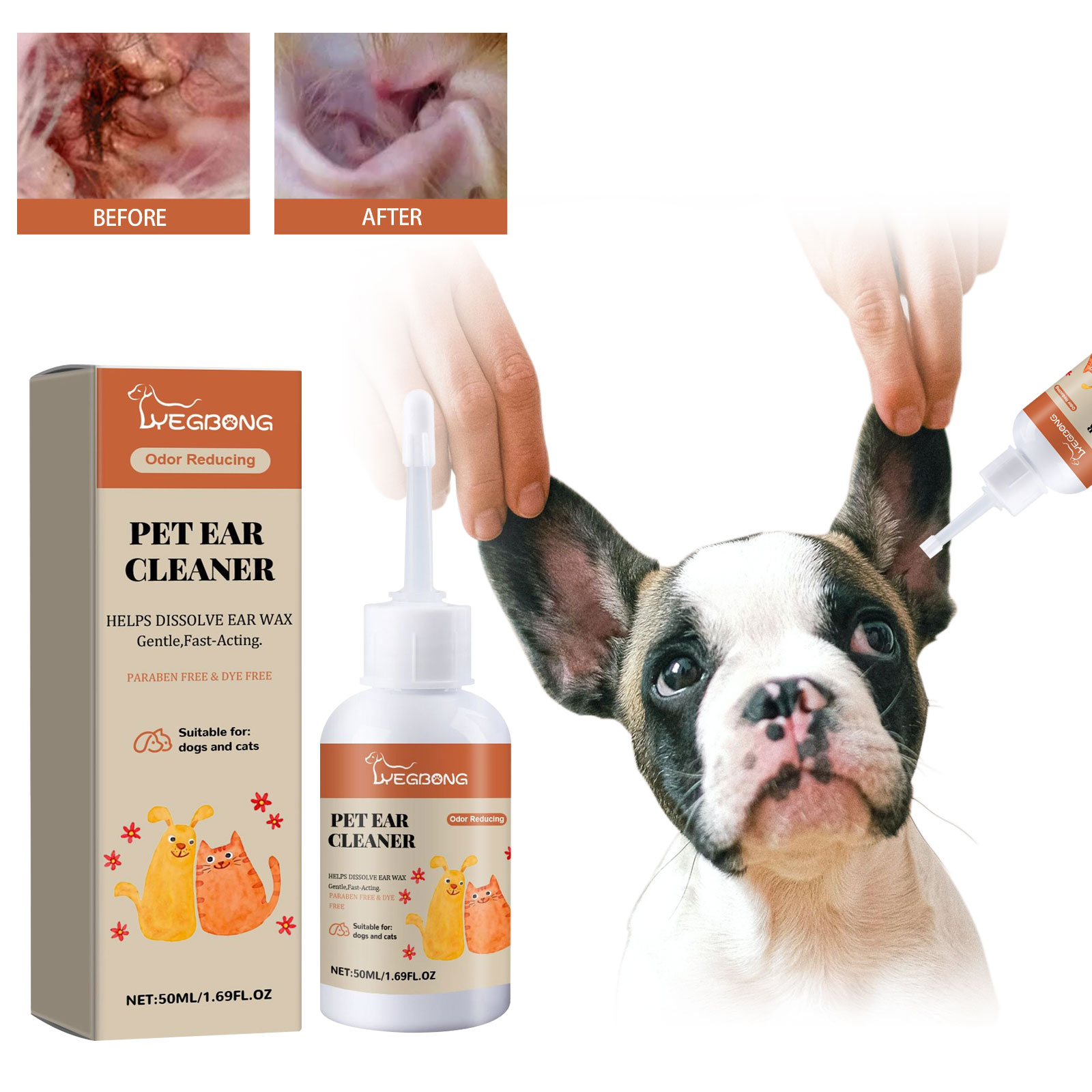 Dog Ear Cleaner Solution Drops Wash - Dog Ear Cleaner Drop Earwax Odor