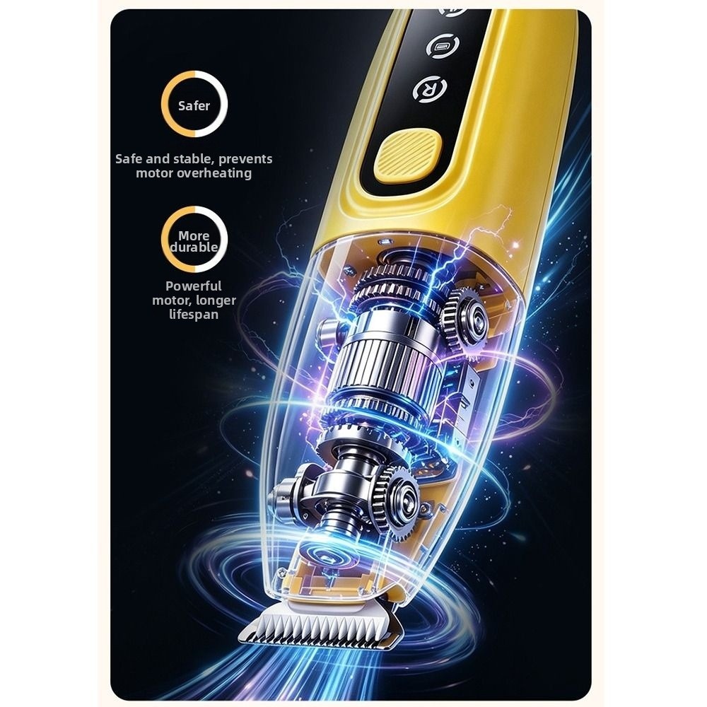 Cordless Dog Clippers Low Noise Grooming - LED Light Pet Paw Trimmer Low