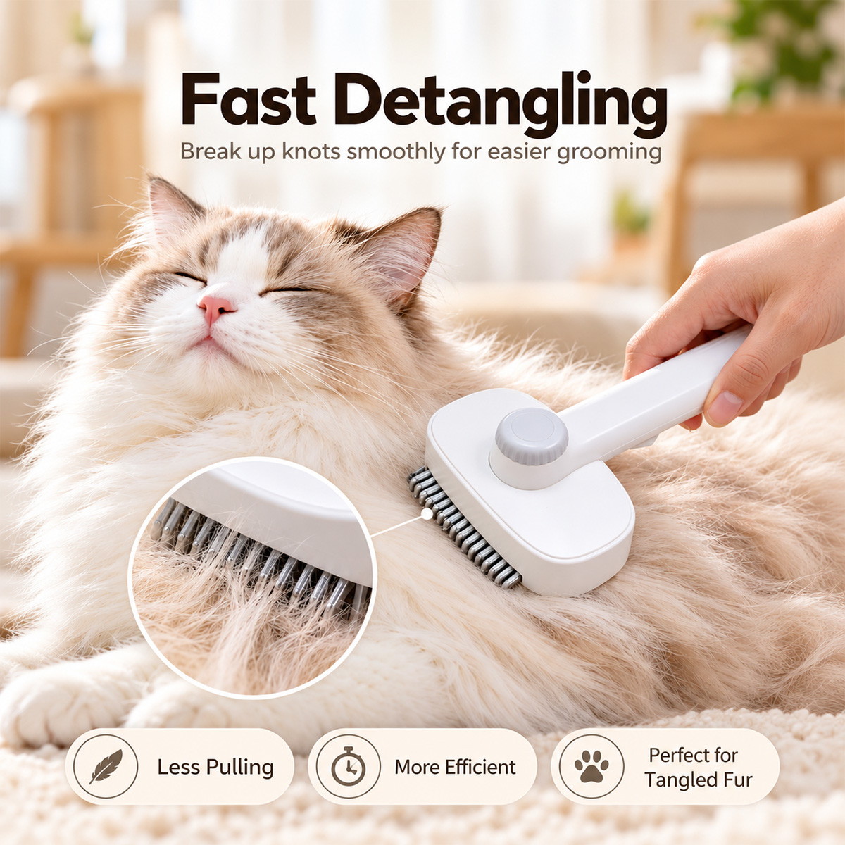 1pc 2 in 1 Pet Grooming Brush  - đánh giá và giá Slicker Brush Self Cleaning Pet Grooming