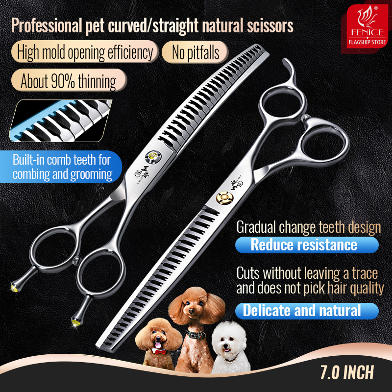 Fenice 7 inch VG10 Professiona - đánh giá và giá Professional Pet Grooming Scissors Curved