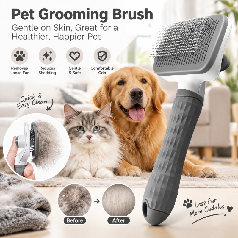 Self Cleaning Pet Grooming Bru - đánh giá và giá Slicker Brush Self Cleaning Pet Grooming